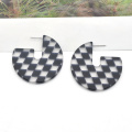 Classic Plaid Grid Tartan Match Design acrylique Boucle d&#39;oreilles en acrylique vintage Femmes